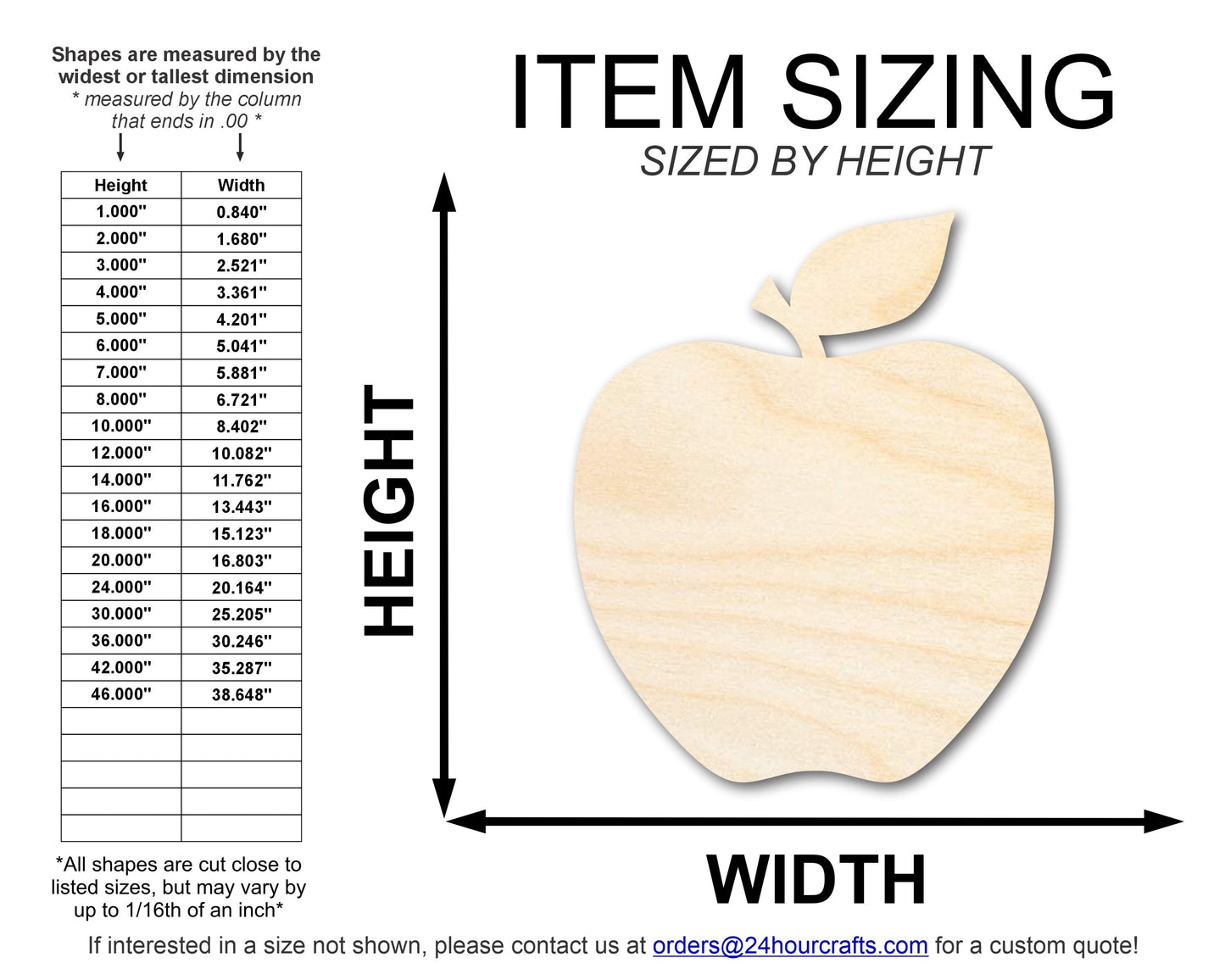 Unfinished Wood Apple Shape | DIY School Teacher Craft | Up to 36"