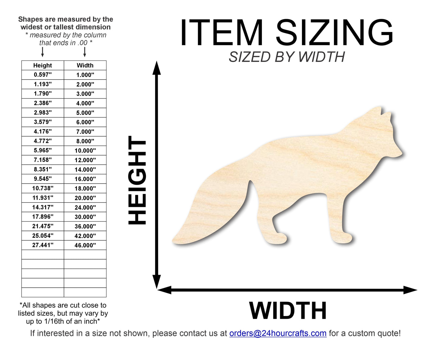 Unfinished Wood Arctic Fox Shape | Canine Craft Cutout | Wildlife | up to 46" DIY