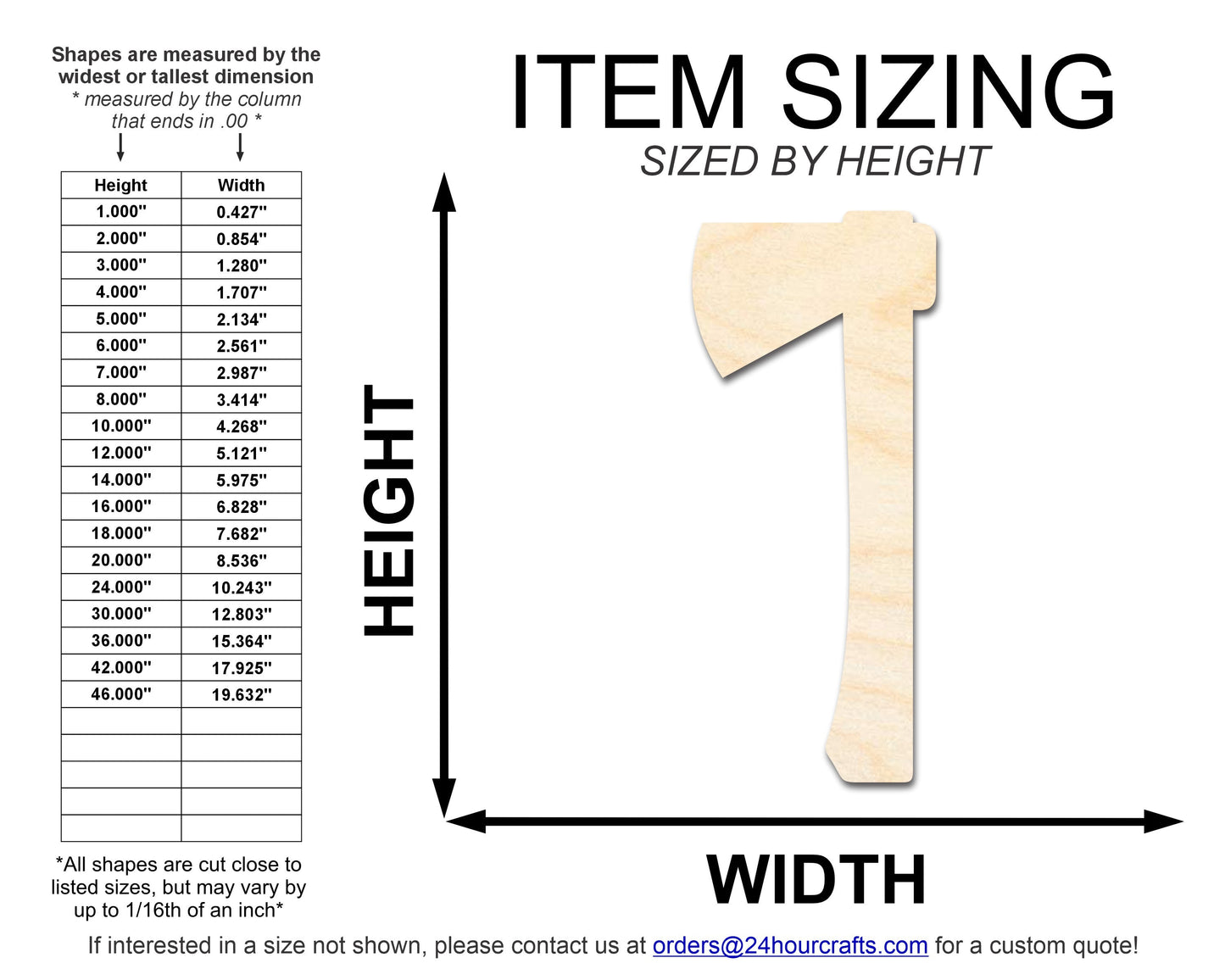 Unfinished Wood Hatchet Axe Shape | DIY Lumberjack Craft | Up to 36"