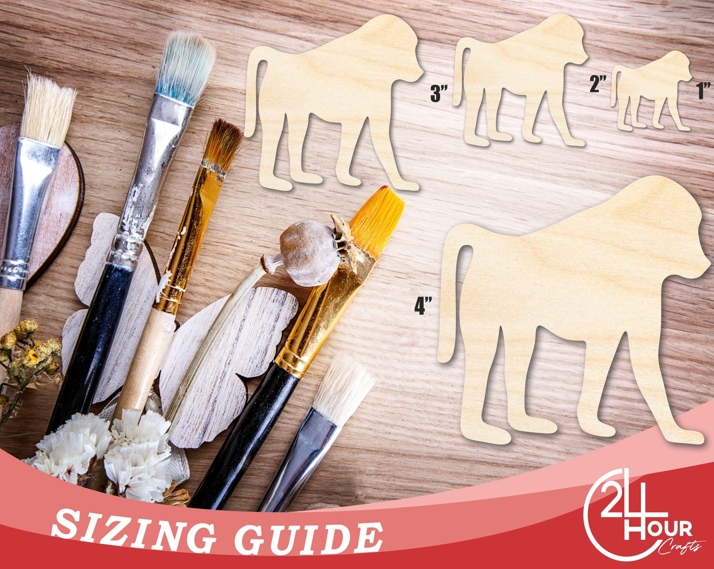 Unfinished Wood Baboon Shape | DIY Animal Craft Cutout | Up to 36"