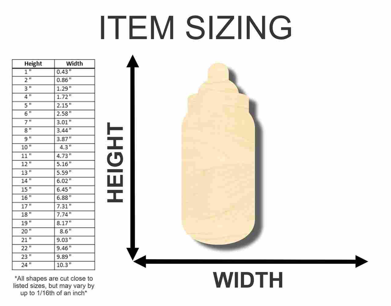 Unfinished Wood Baby Bottle Shape - Nursery Decor - Craft- up to 46" DIY