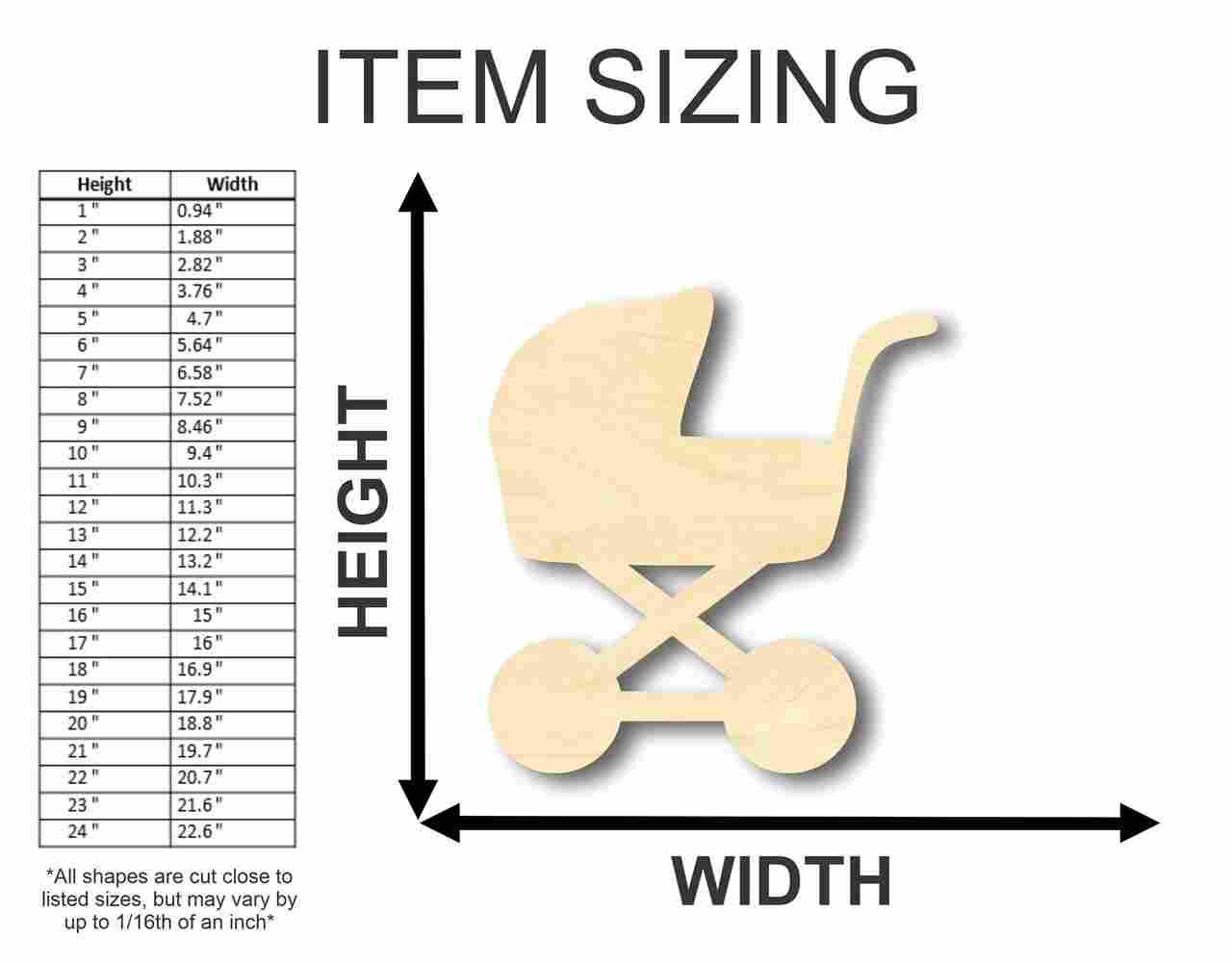 Unfinished Wood Baby Carriage Shape - Nursery Decor - Craft- up to 46" DIY