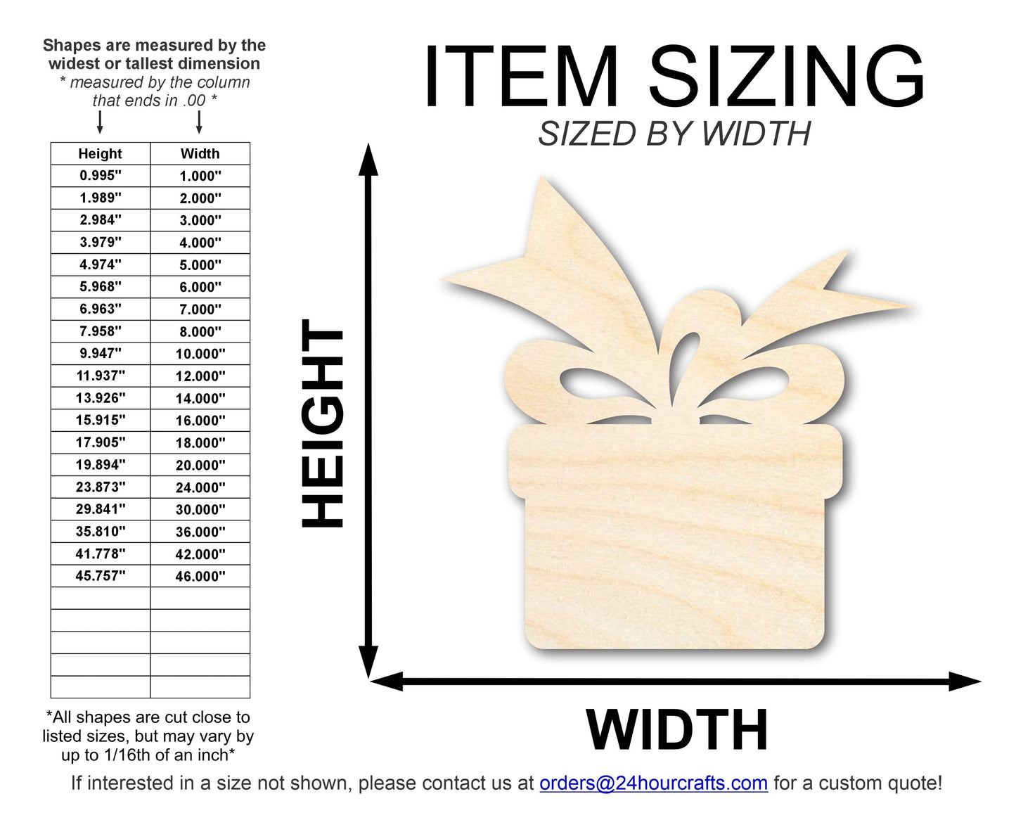 Unfinished Wood Christmas Present Shape | DIY Holiday Craft Cutout | Up to 36"