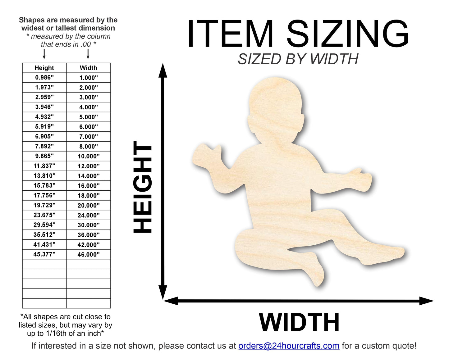 Unfinished Wood Baby Shape | DIY Baby Shower Craft Cutout | Up to 36"