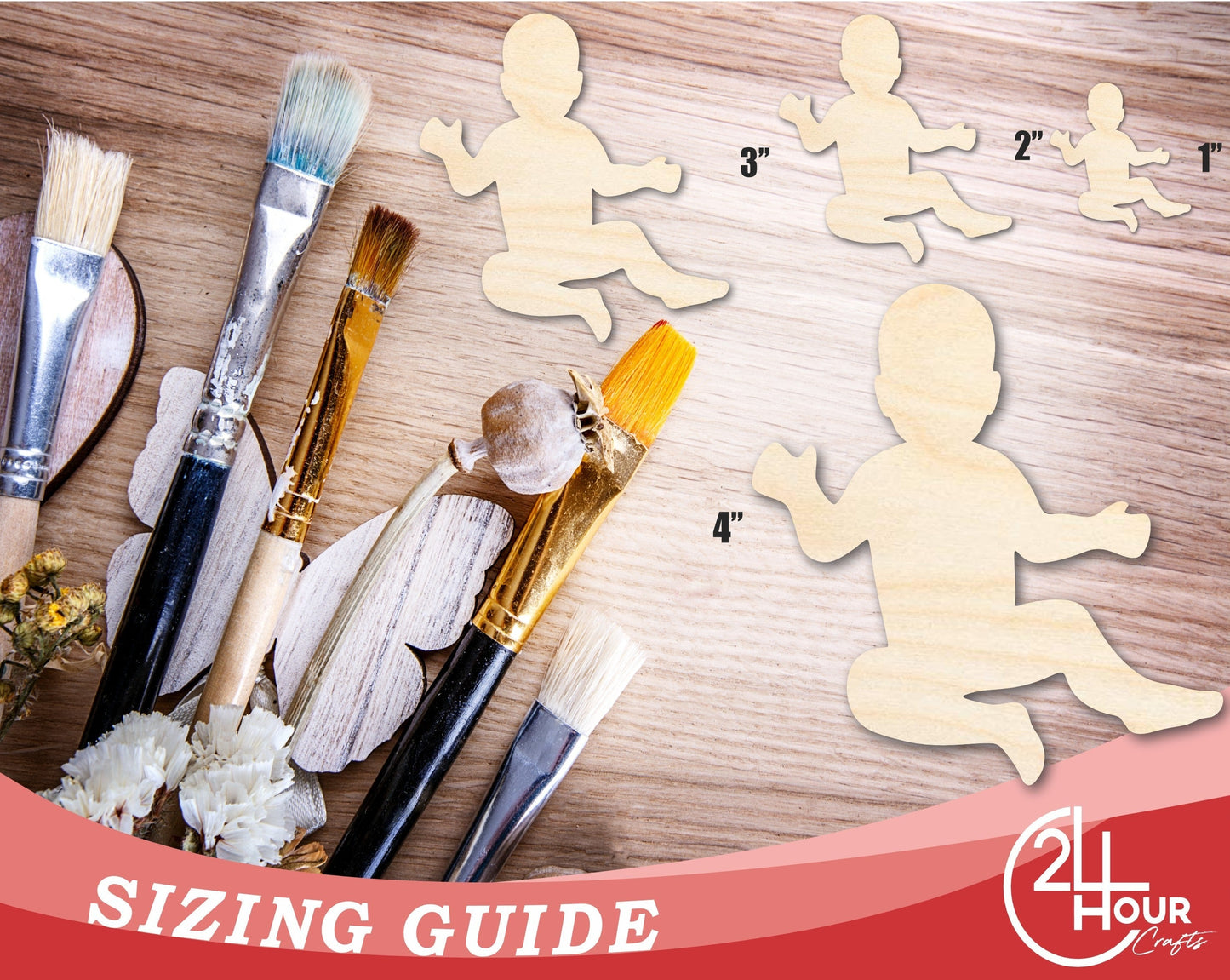 Unfinished Wood Baby Shape | DIY Baby Shower Craft Cutout | Up to 36"