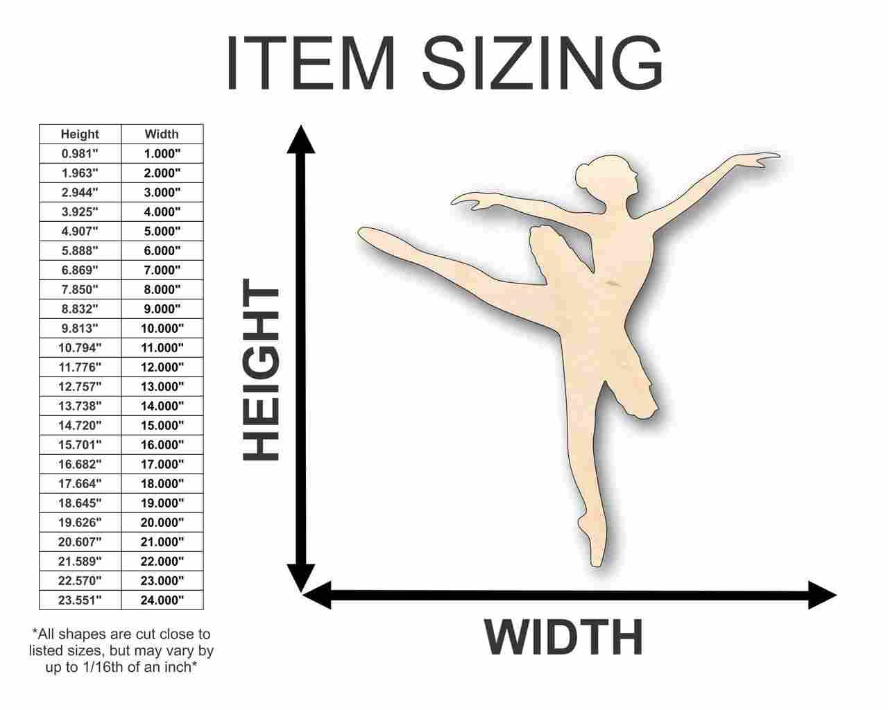 Unfinished Wood Ballerina Dancer Shape - Craft- up to 46" DIY