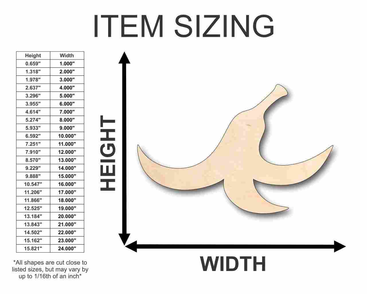 Unfinished Wood Banana Peel Shape - Fruit - Craft- up to 46" DIY