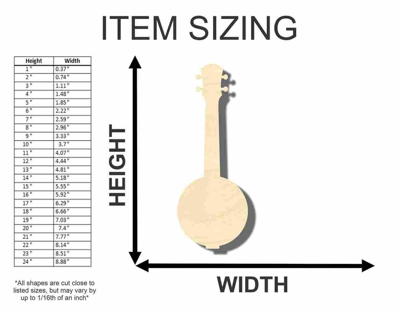 Unfinished Wood Banjo Shape - Craft - Music - up to 46" DIY