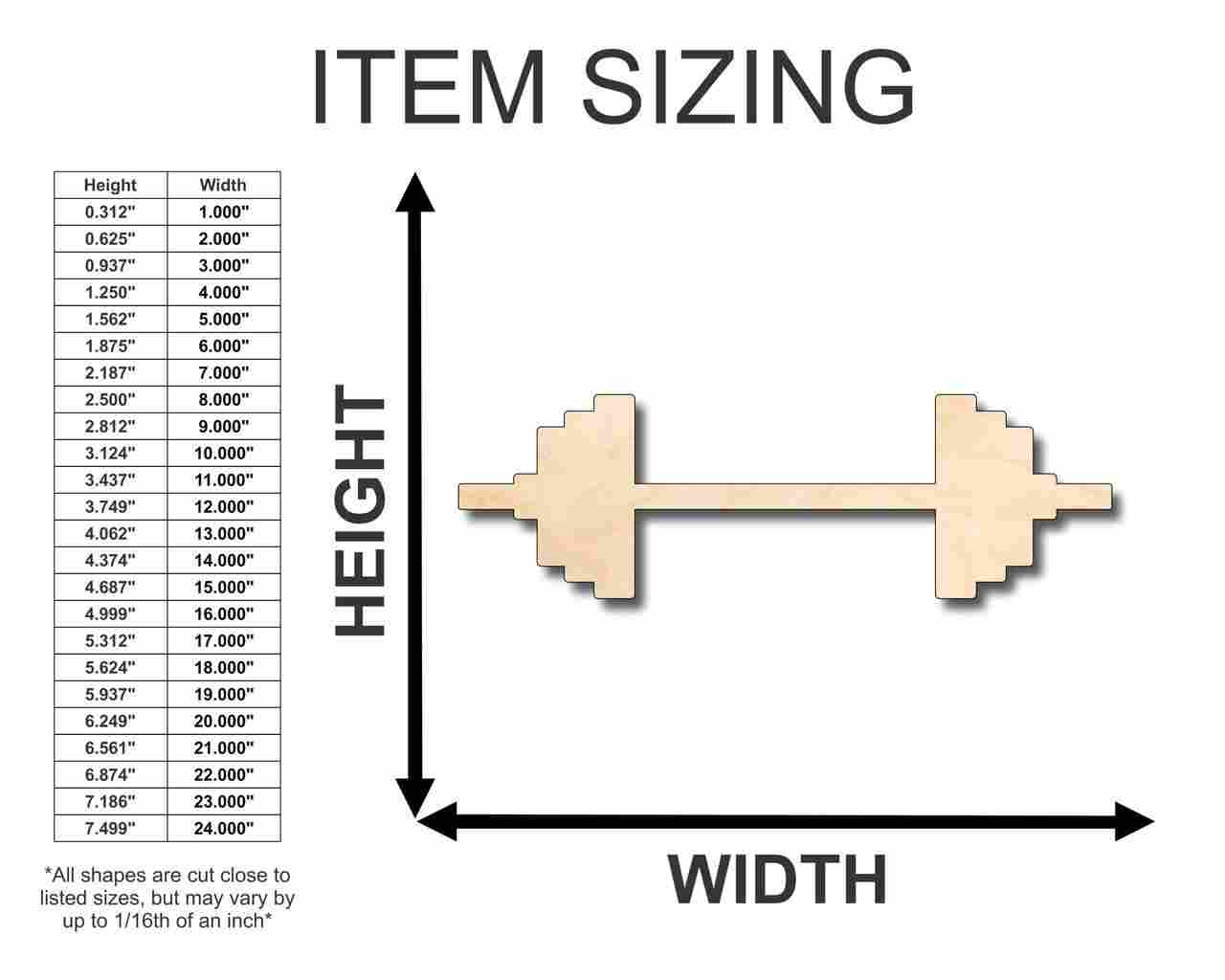 Unfinished Wood Barbell Weights Shape - Craft - Music - up to 46" DIY