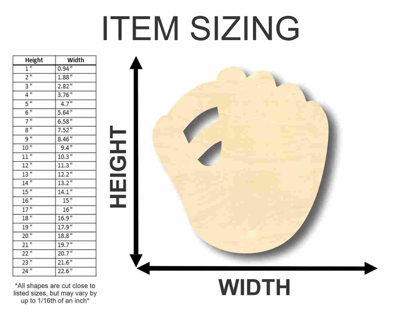 Unfinished Wood Baseball Mitt Shape - Sports - Kids Room Decor - up to 46" DIY