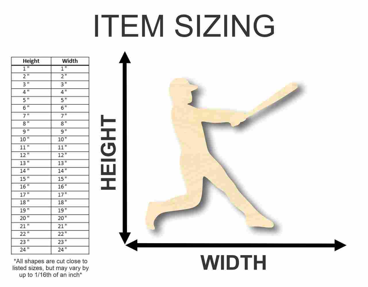 Unfinished Wood Baseball Player Shape - Sports - Kids Room Decor - up to 46" DIY