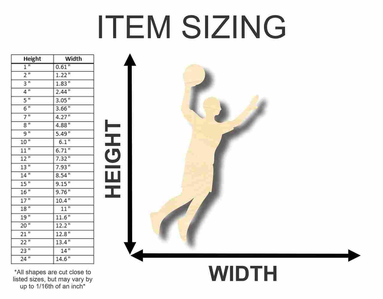 Unfinished Wood Basketball Player Shape - Sports - Kids Room Decor - up to 46" DIY