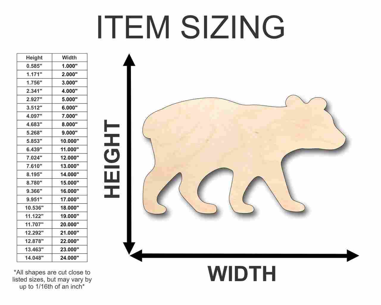 Unfinished Wood Bear Cub Shape - Animal - Craft - up to 46" DIY
