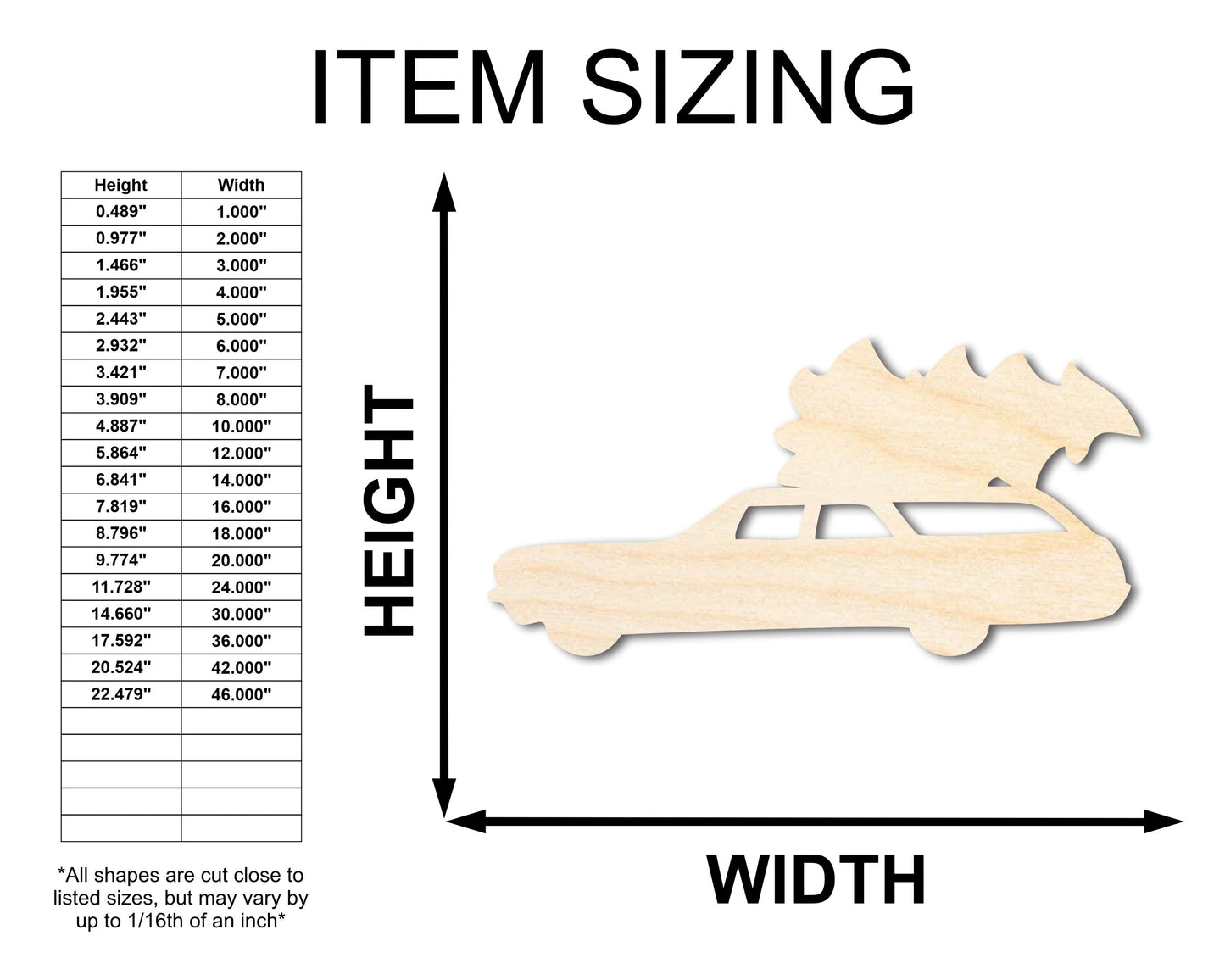 Unfinished Wood Christmas Tree Station Wagon Shape - Craft - up to 46"