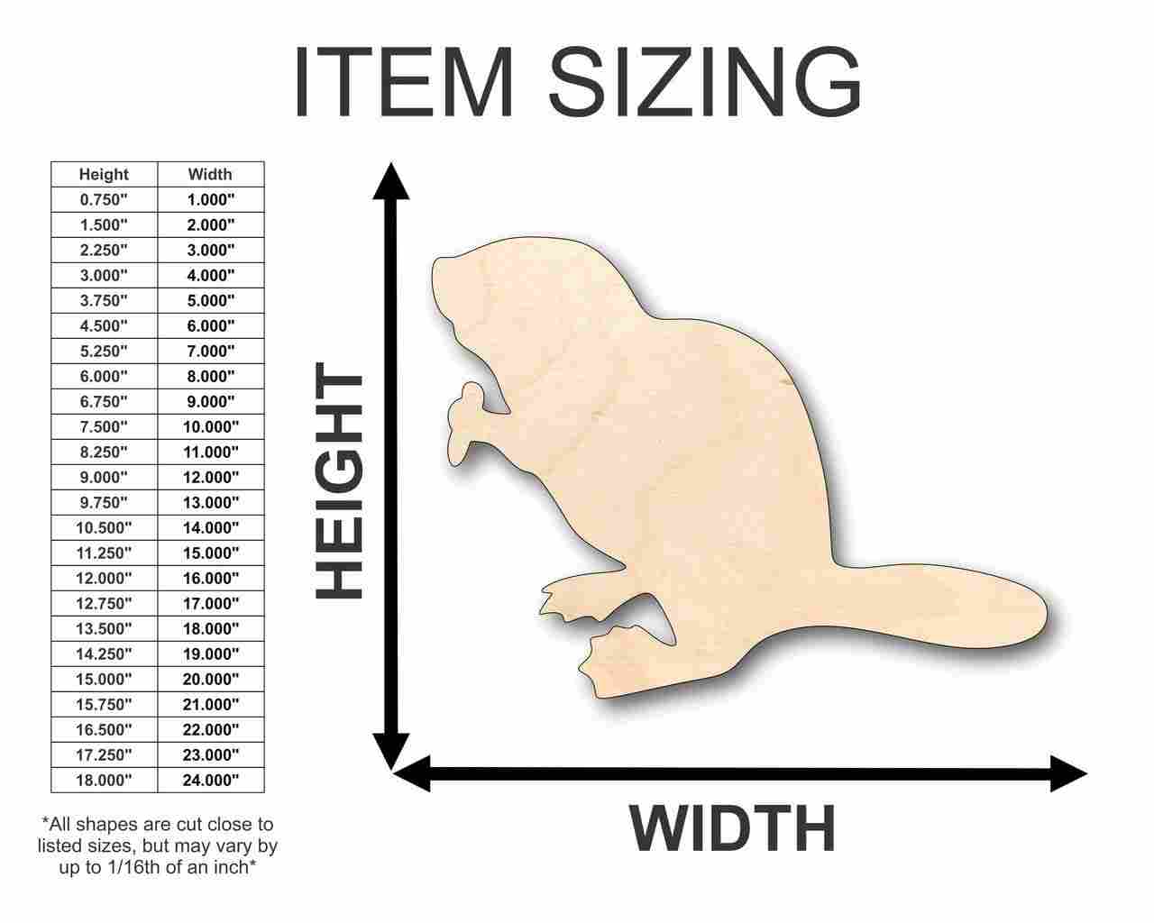 Unfinished Wood Beaver Shape - Animal - Craft - up to 46" DIY