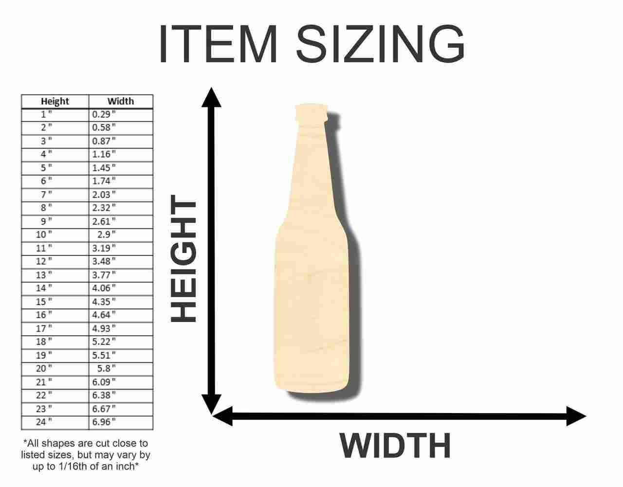 Unfinished Wood Beer Soda Pop Bottle Shape - Bar Decor - Craft - up to 46" DIY