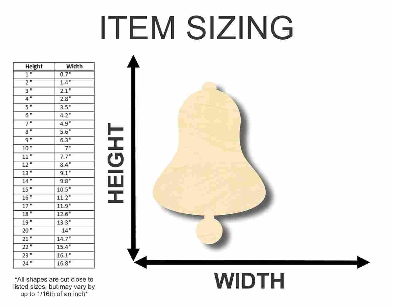 Unfinished Wood Bell Shape - Craft - up to 46" DIY