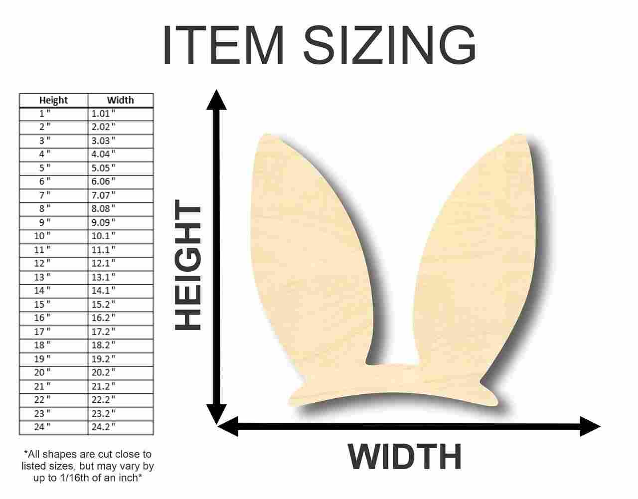 Unfinished Wood Easter Bunny Ears Shape - Craft - up to 46" DIY