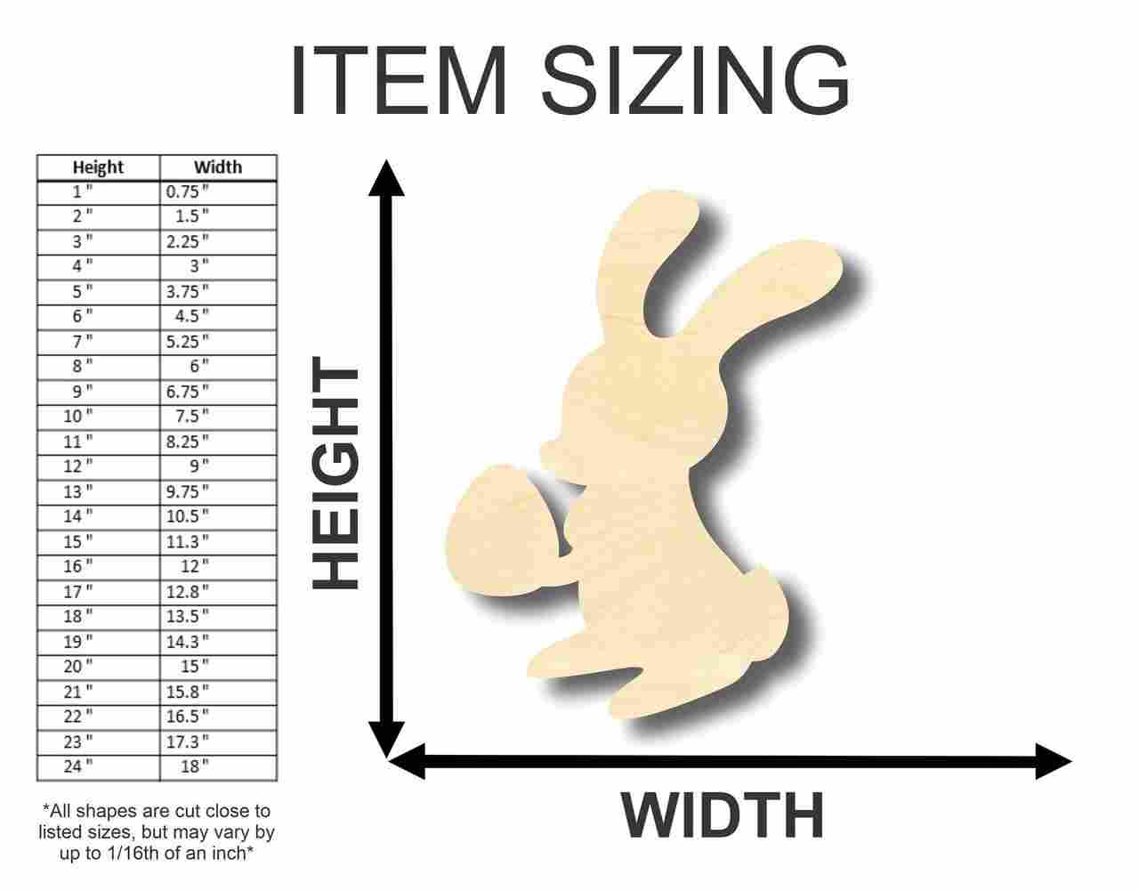 Unfinished Wood Easter Bunny w- Egg Shape - Craft - up to 46" DIY