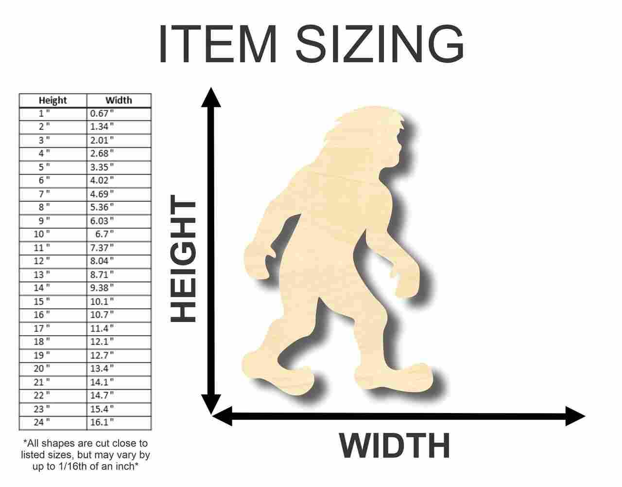 Unfinished Wood Bigfoot Shape - Craft - up to 46" DIY