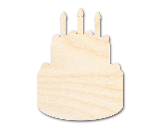 Unfinished Wood Birthday Cake Shape | DIY Craft Cutout | Up to 36"