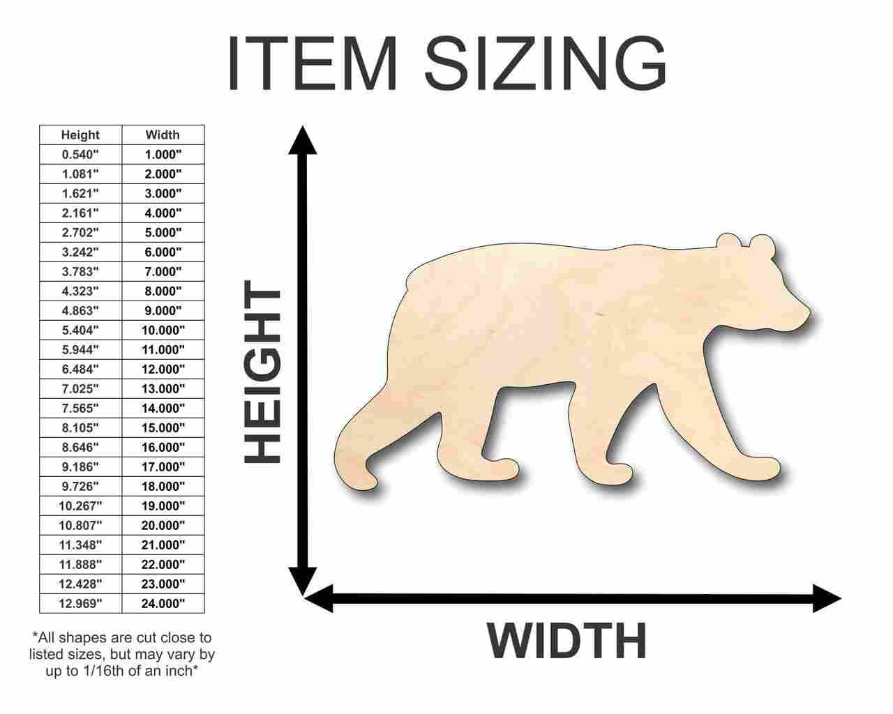 Unfinished Wood Black Bear Shape - Animal - Craft - up to 46" DIY