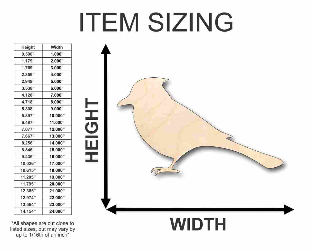 Unfinished Wood Bluebird Blue Jay Shape - Animal - Wildlife - Craft - up to 46" DIY