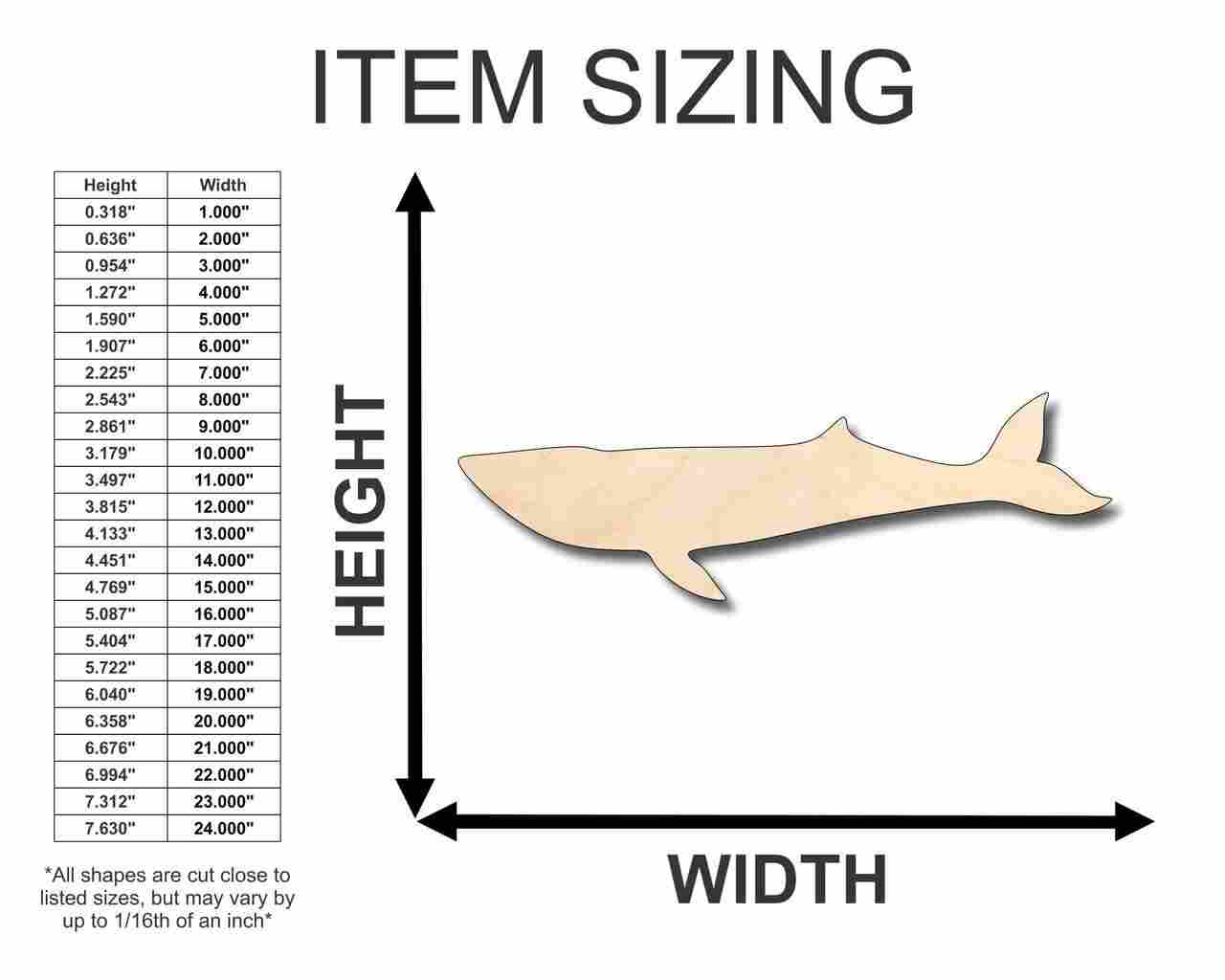 Unfinished Wood Blue Whale Shape - Ocean - Craft - up to 46" DIY