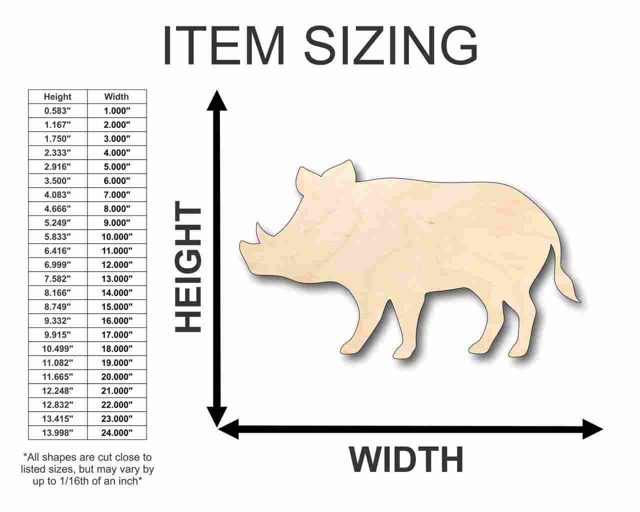 Unfinished Wood Boar Pig Shape - Animal - Craft - up to 46" DIY