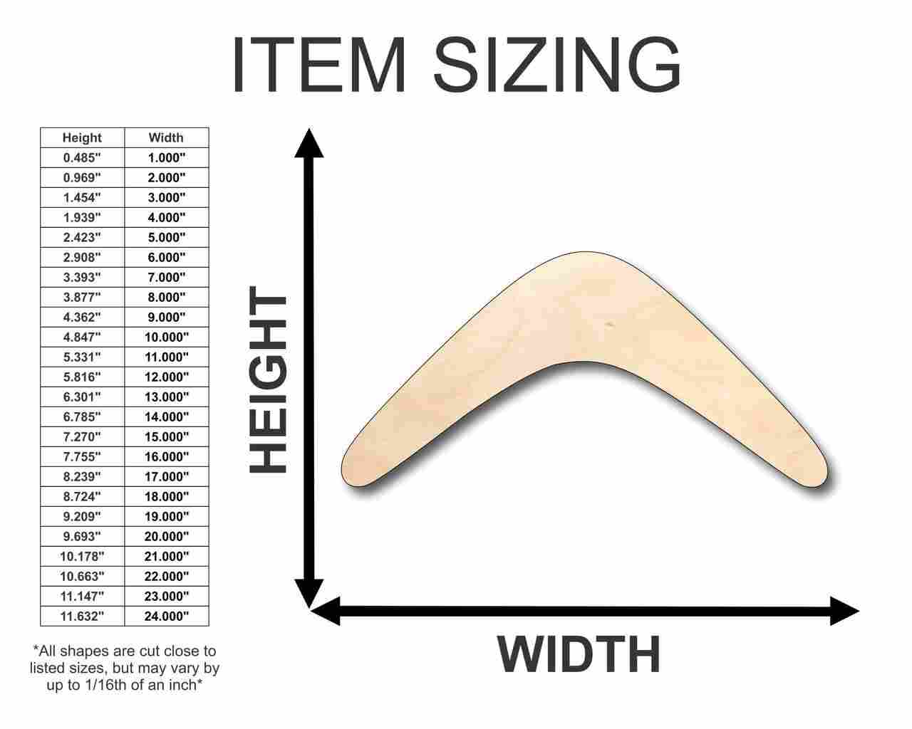 Unfinished Wood Boomerang Wood Shape - Craft - up to 46" DIY