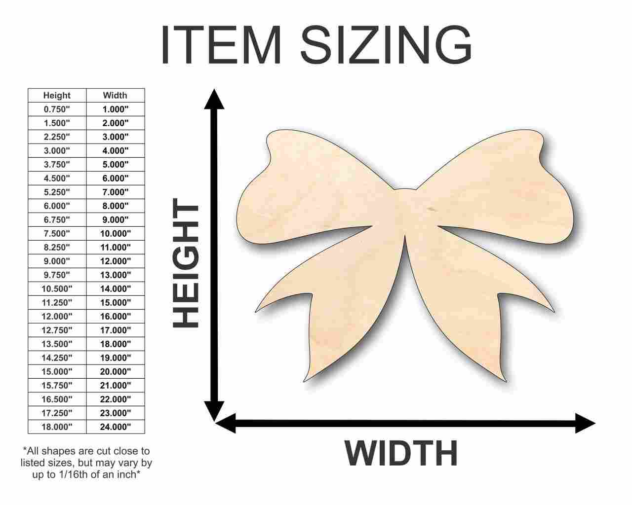 Unfinished Wood Bow Ribbon Shape - Craft - up to 46" DIY