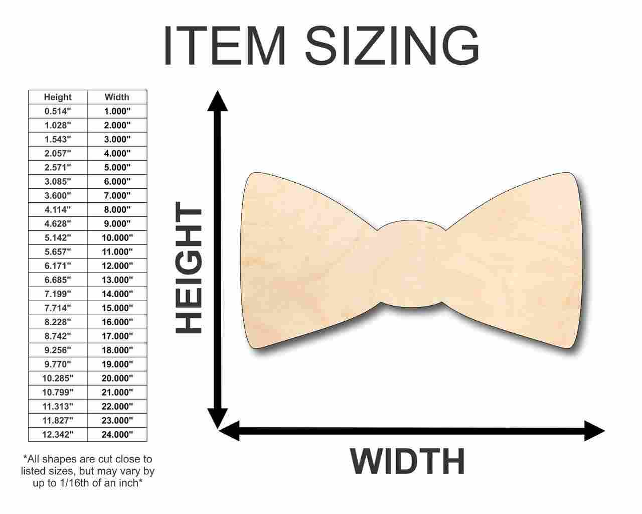Unfinished Wood Bow Tie Shape - Groomsmen - Craft - up to 46" DIY