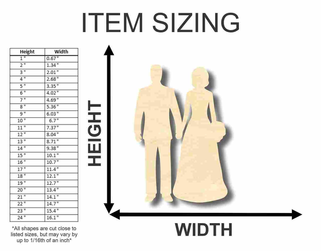 Unfinished Wood Bride Groom Shape - Wedding - Craft- up to 46" DIY