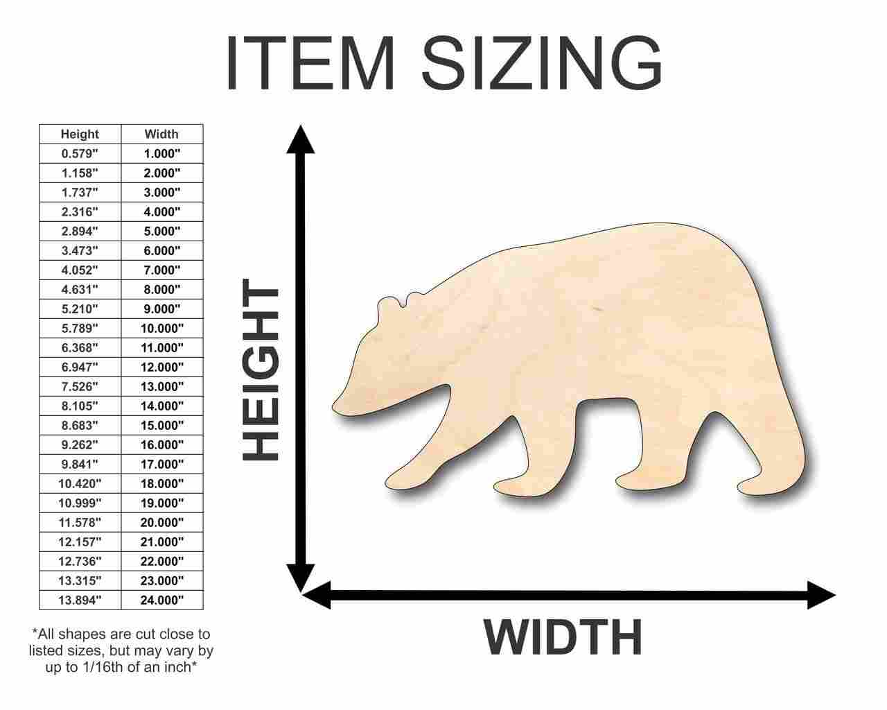 Unfinished Wood Brown Bear Shape - Animal - Craft - up to 46" DIY