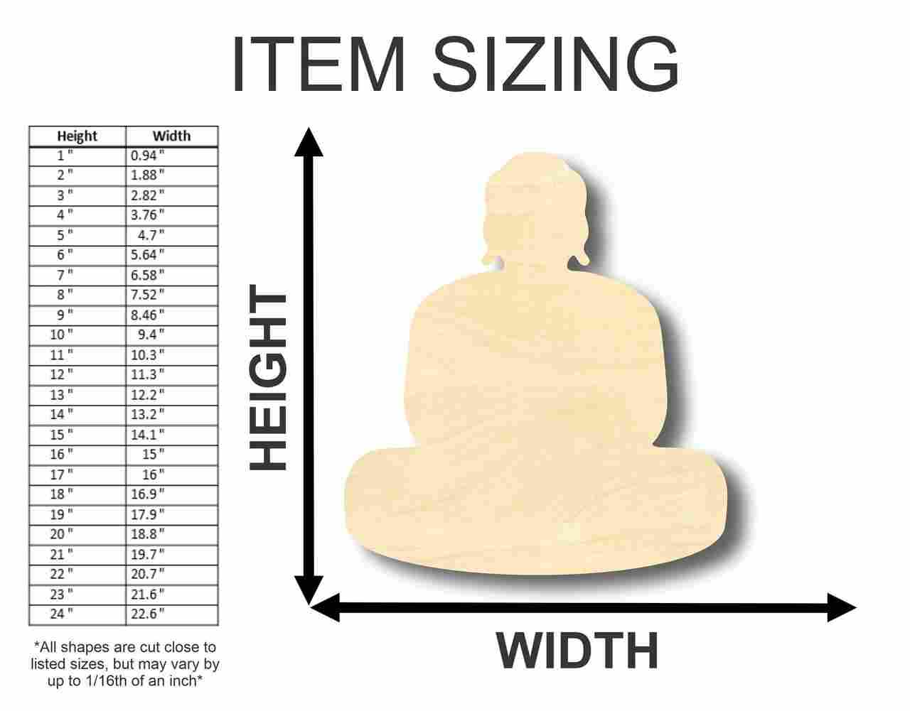 Unfinished Wood Buddha Shape - Religion - Craft- up to 46" DIY