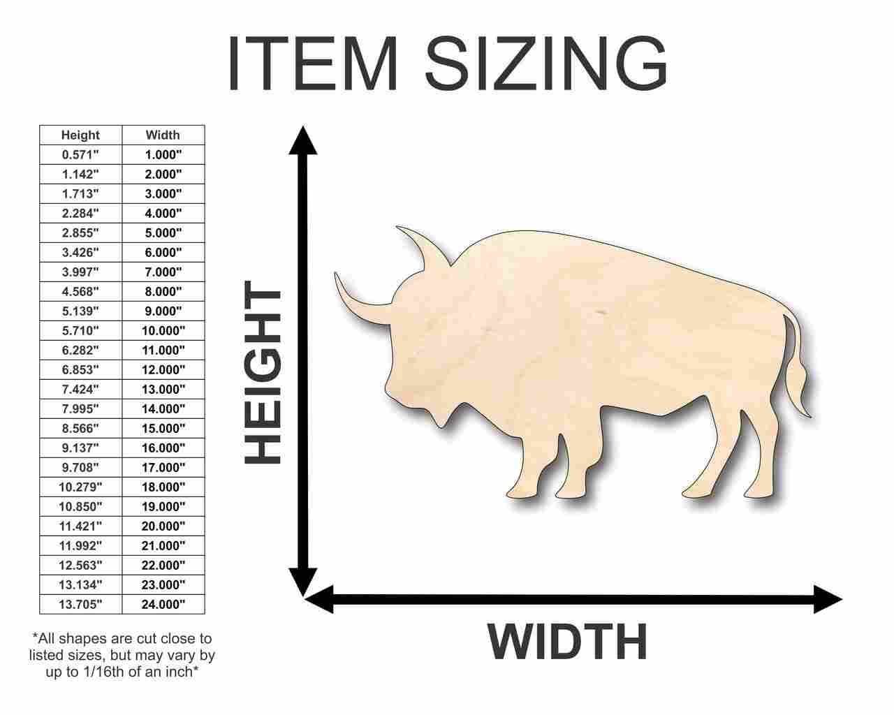Unfinished Wood Buffalo Bison Shape - Animal - Craft - up to 46" DIY