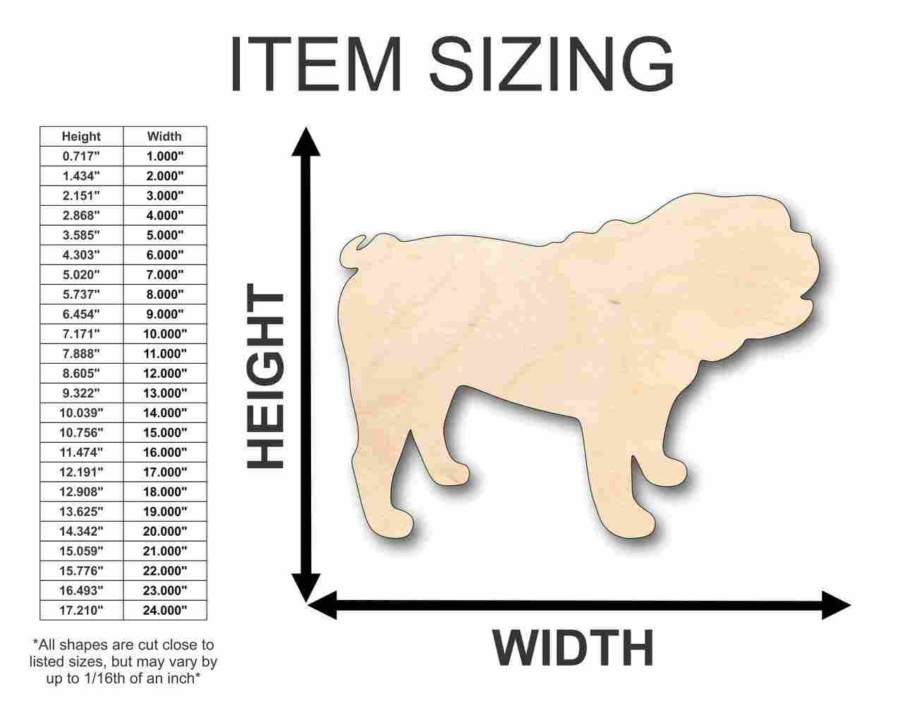 Unfinished Wood Bulldog Shape - Animal - Pet - Craft - up to 46" DIY