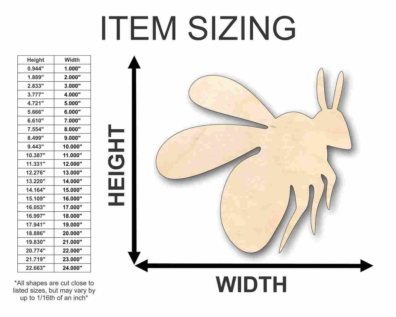 Unfinished Wood Bumble Bee Shape -Insect - Animal - Wildlife - Craft - up to 46" DIY