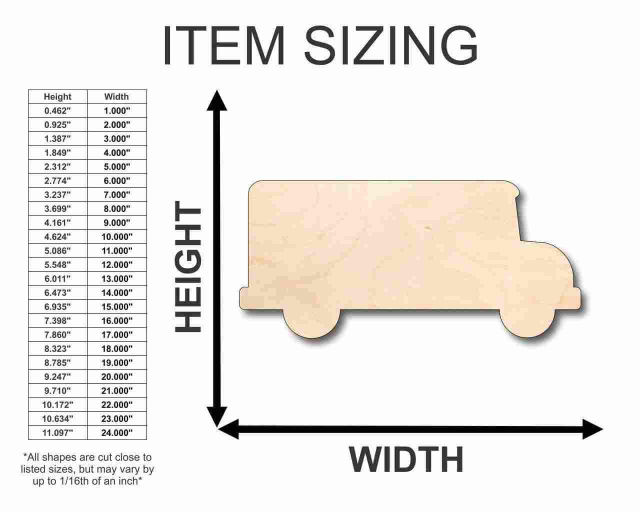 Unfinished Wood Bus Shape - Craft - up to 46" DIY