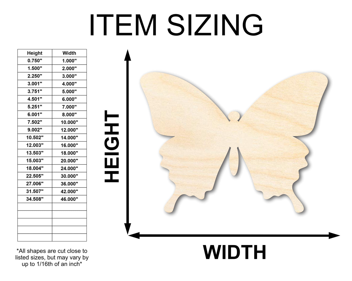 Unfinished Wood Butterfly | Insect | Animal | Wildlife | Craft Cutout | up to 46" DIY