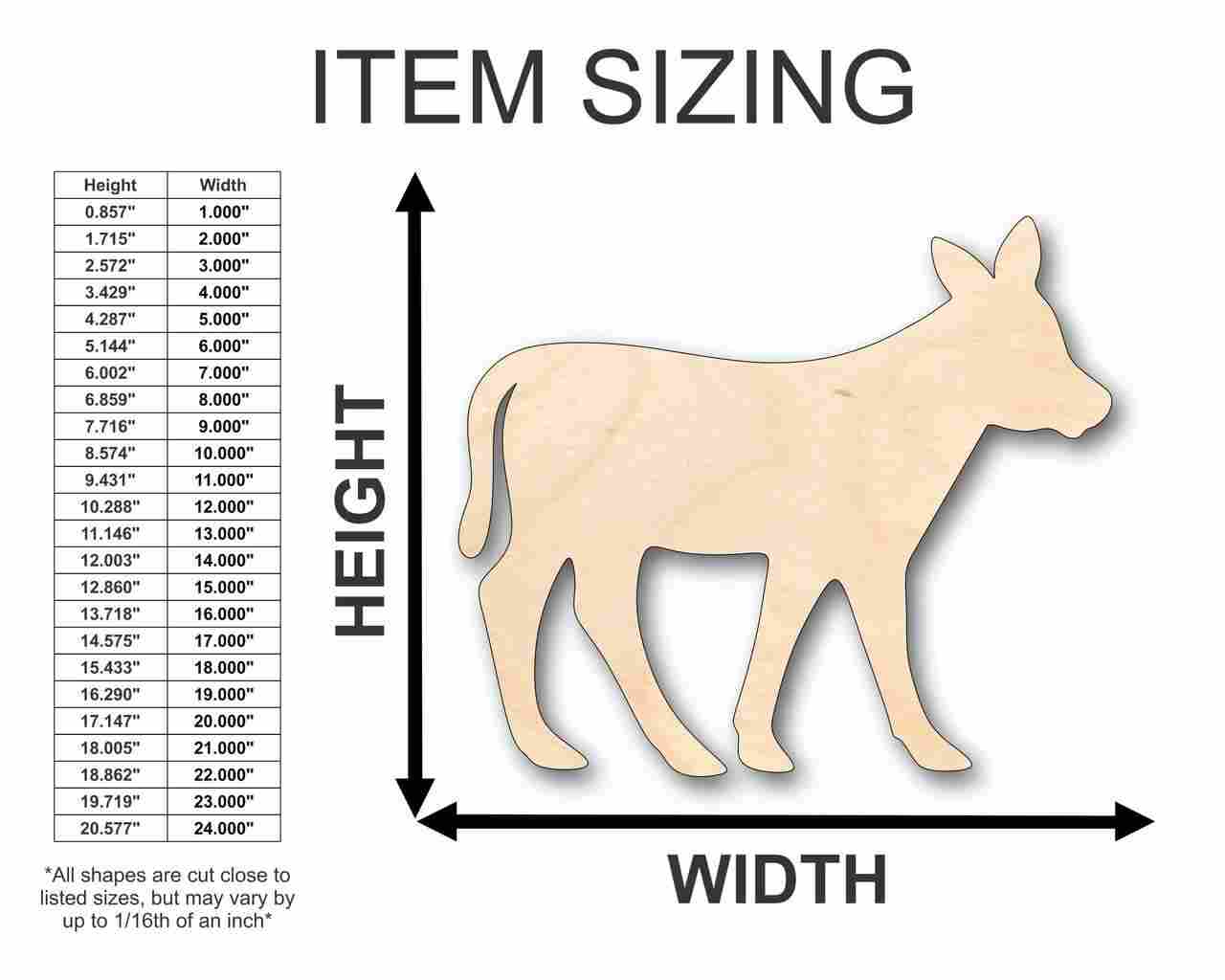 Unfinished Wood Calf Shape - Animal - Craft - up to 46" DIY