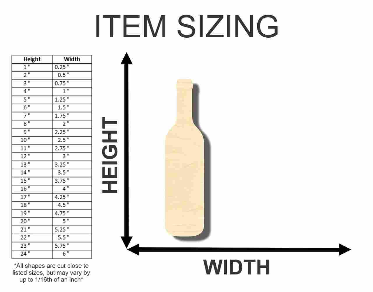 Unfinished Wood Wine Bottle Shape - Craft - up to 46" DIY