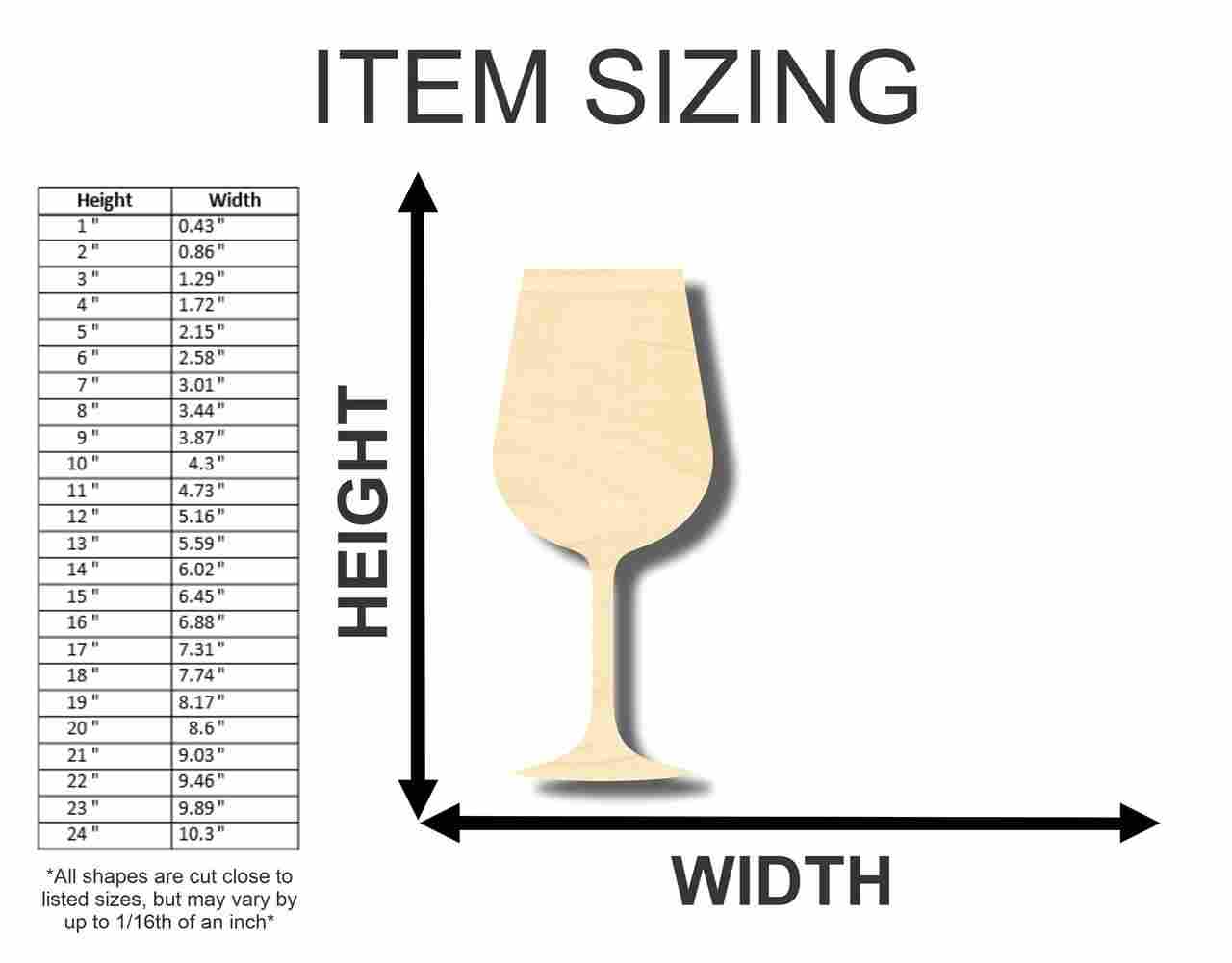 Unfinished Wood Wine Glass Shape - Craft - up to 46" DIY