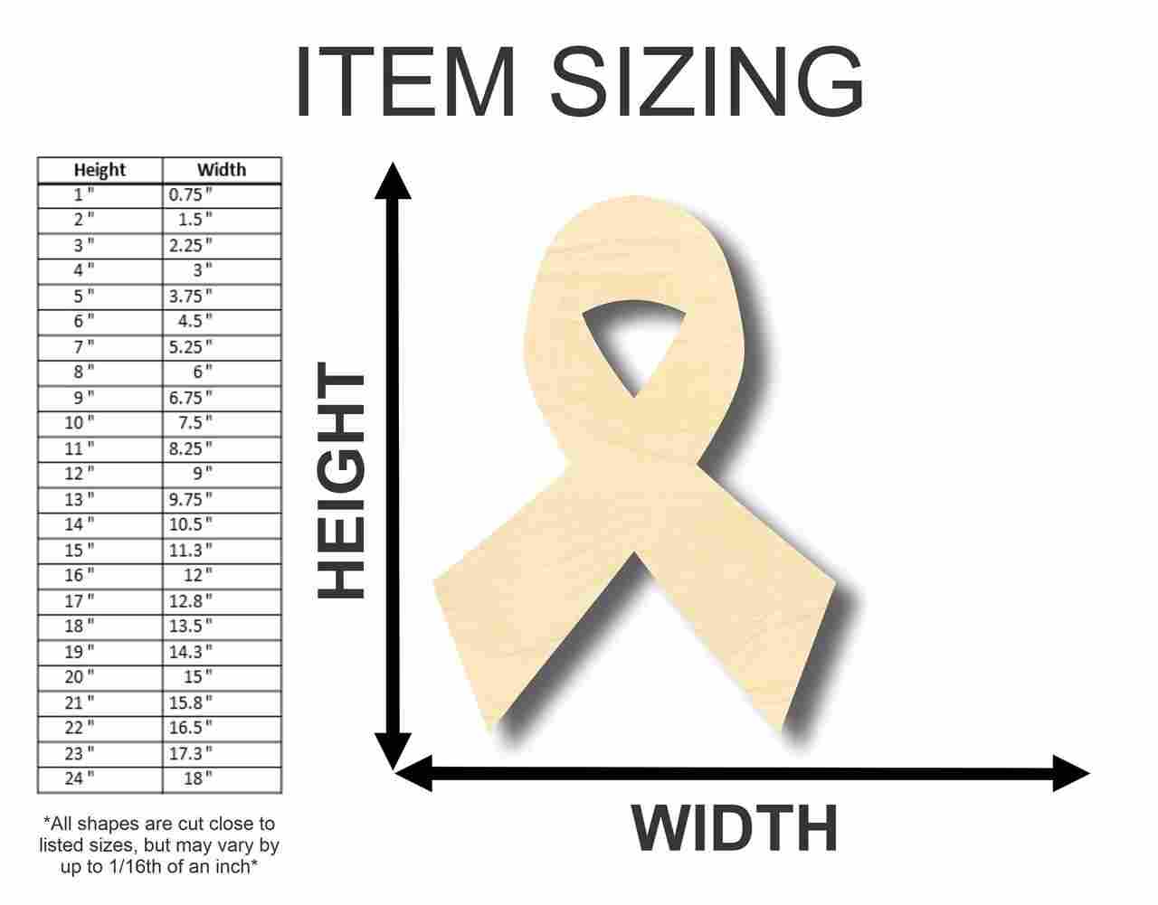 Unfinished Wood Cancer Ribbon Shape - Craft - up to 46" DIY
