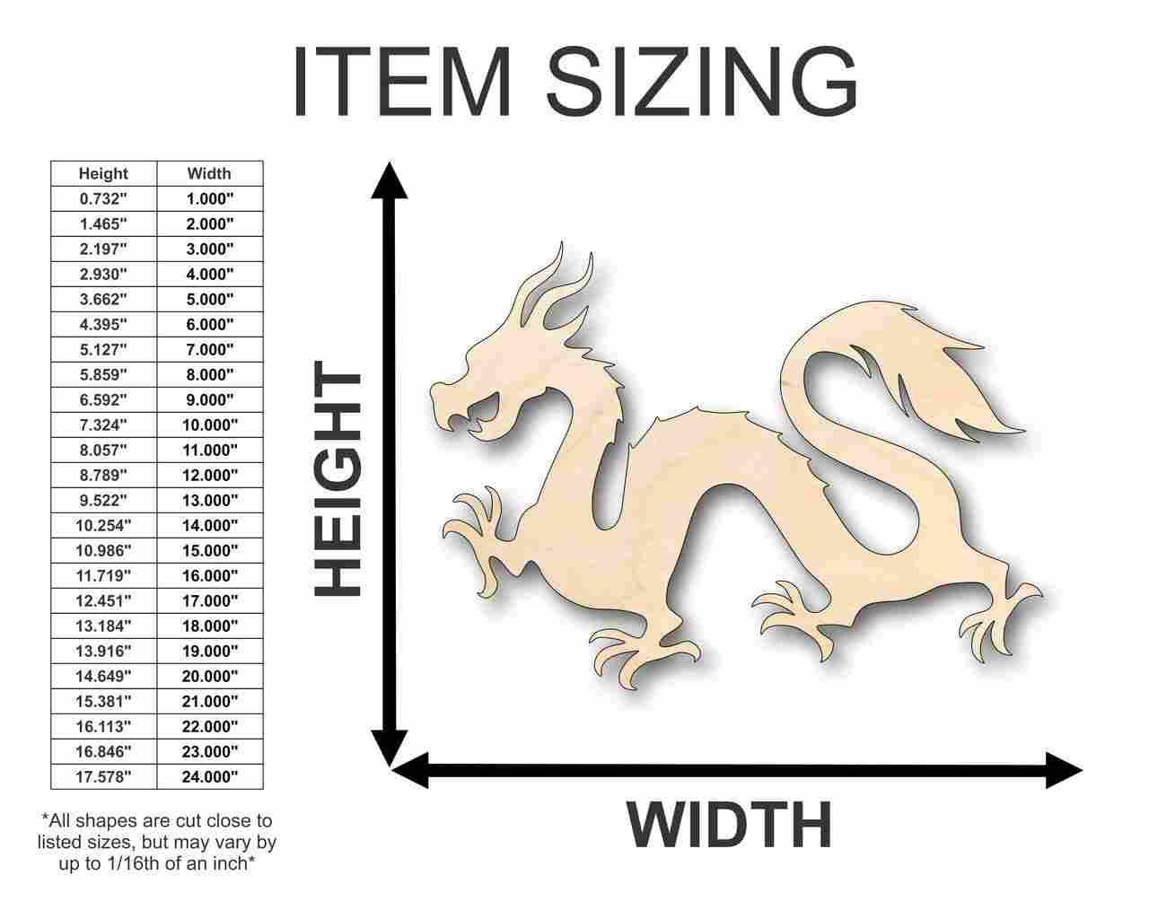 Unfinished Wood Chinese Dragon Shape - Craft - up to 46" DIY