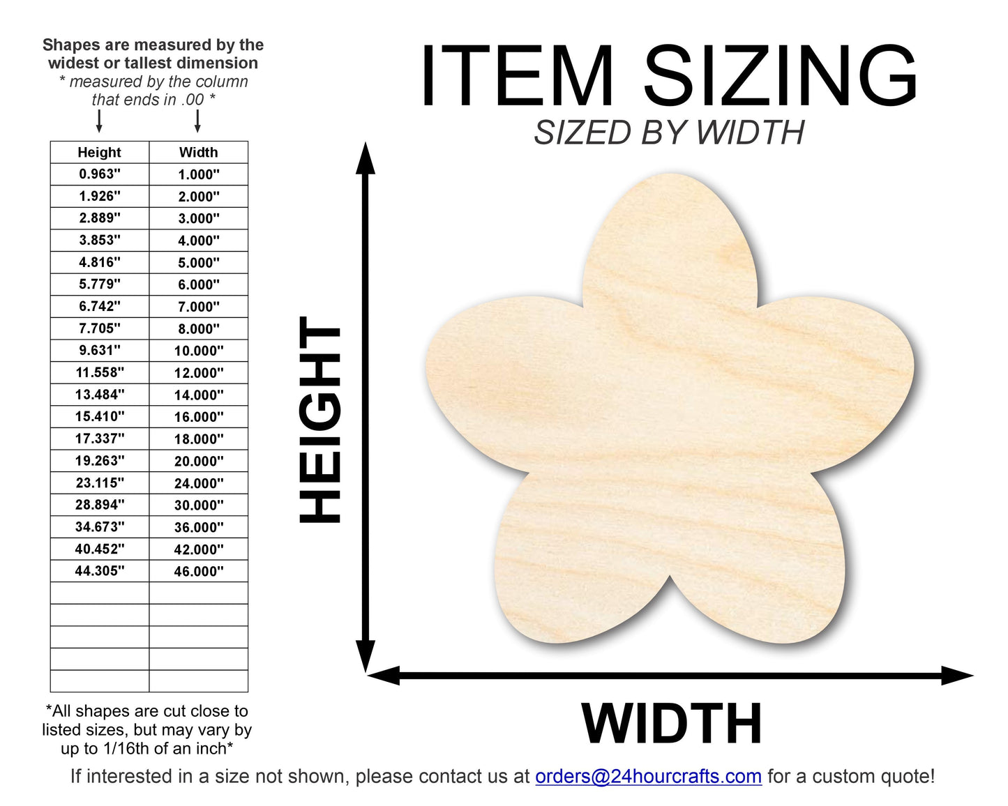 Unfinished Wood Cherry Blossom Shape | DIY Japan Flower Craft Cutout | Up to 36"