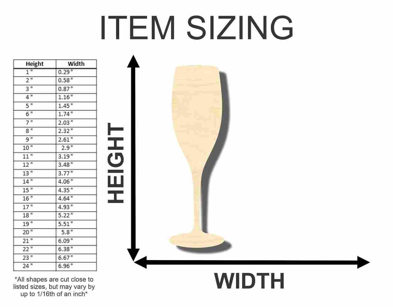 Unfinished Wood Champagne Glass Shape - Party Decor - Craft - up to 46" DIY