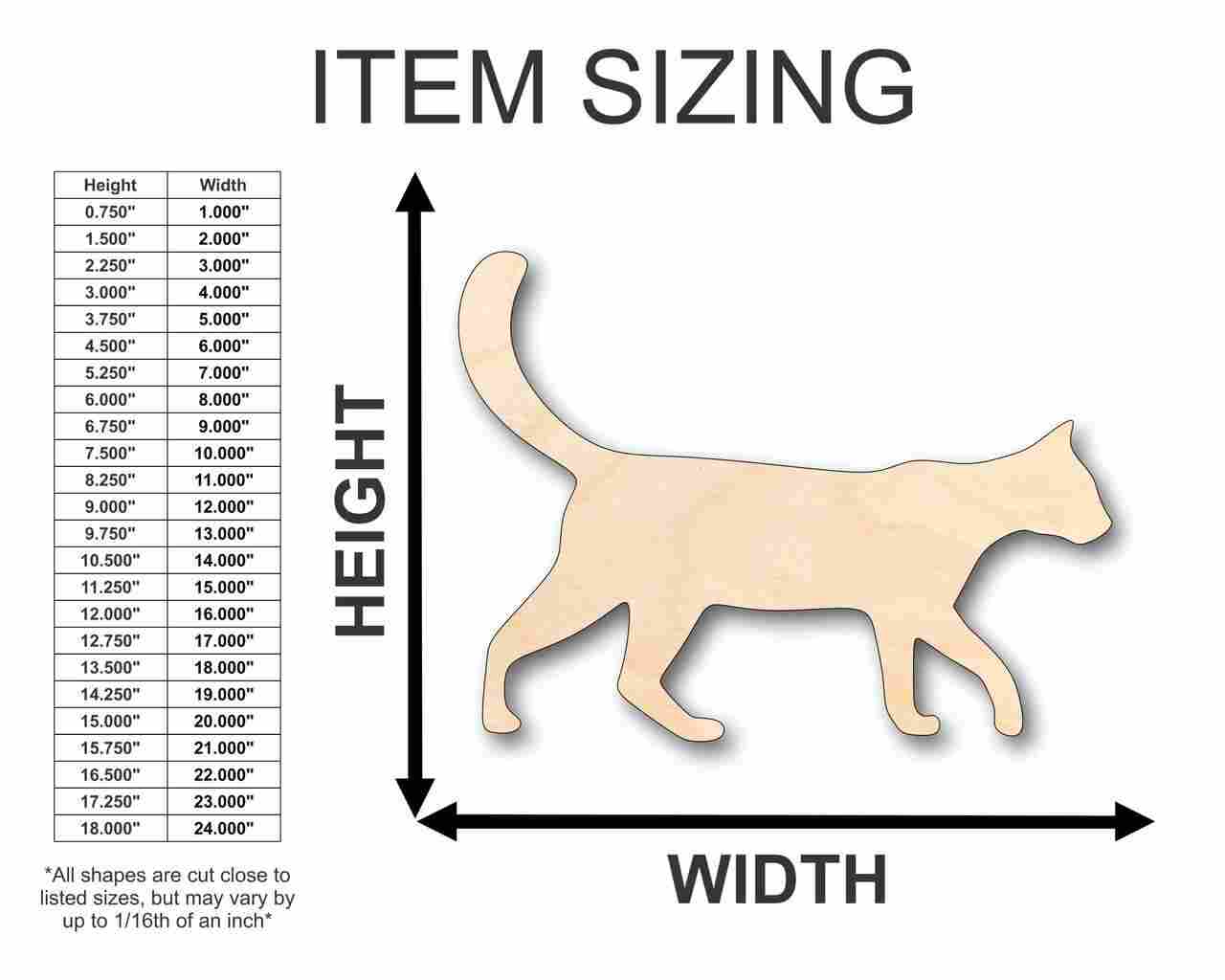 Unfinished Wood Cat Shape - Animal - Pet - Craft - up to 46" DIY