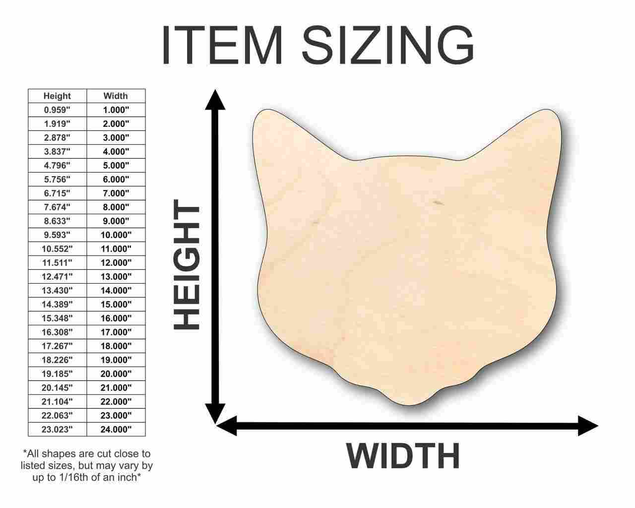 Unfinished Wood Cat Head Shape - Animal - Pet - Craft - up to 46" DIY