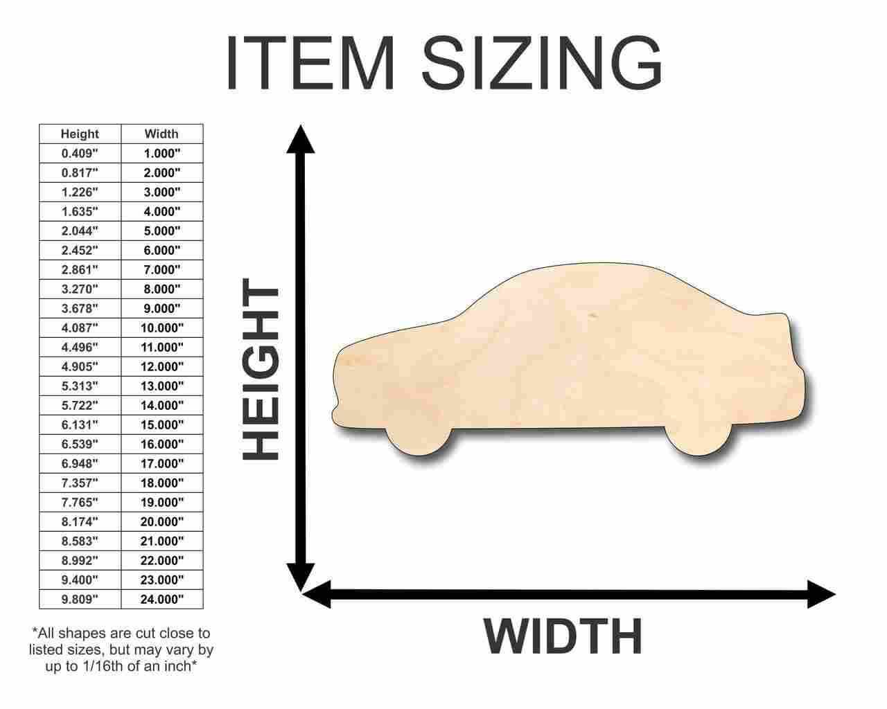 Unfinished Wood Car Shape - Craft - up to 46" DIY